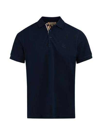 Burberry – Poloshirt aus Baumwolle mit Kragen in Marineblau