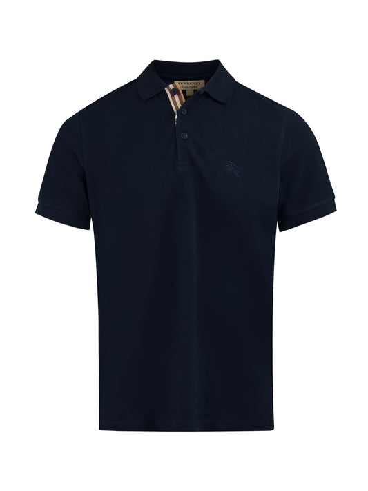 Burberry – Poloshirt aus Baumwolle mit Kragen in Marineblau
