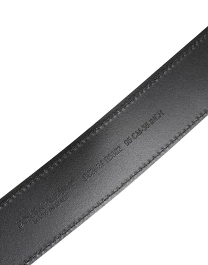 Dolce &amp; Gabbana – Klassischer schwarzer Gürtel mit silberner Metall-Logoschnalle