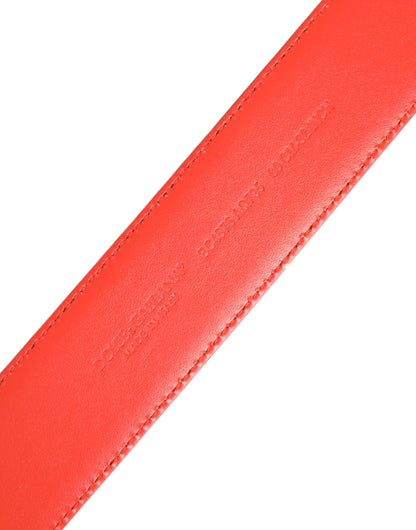 Dolce &amp; Gabbana – Orangefarbener Gürtel mit goldfarbener Logoschnalle aus Metall