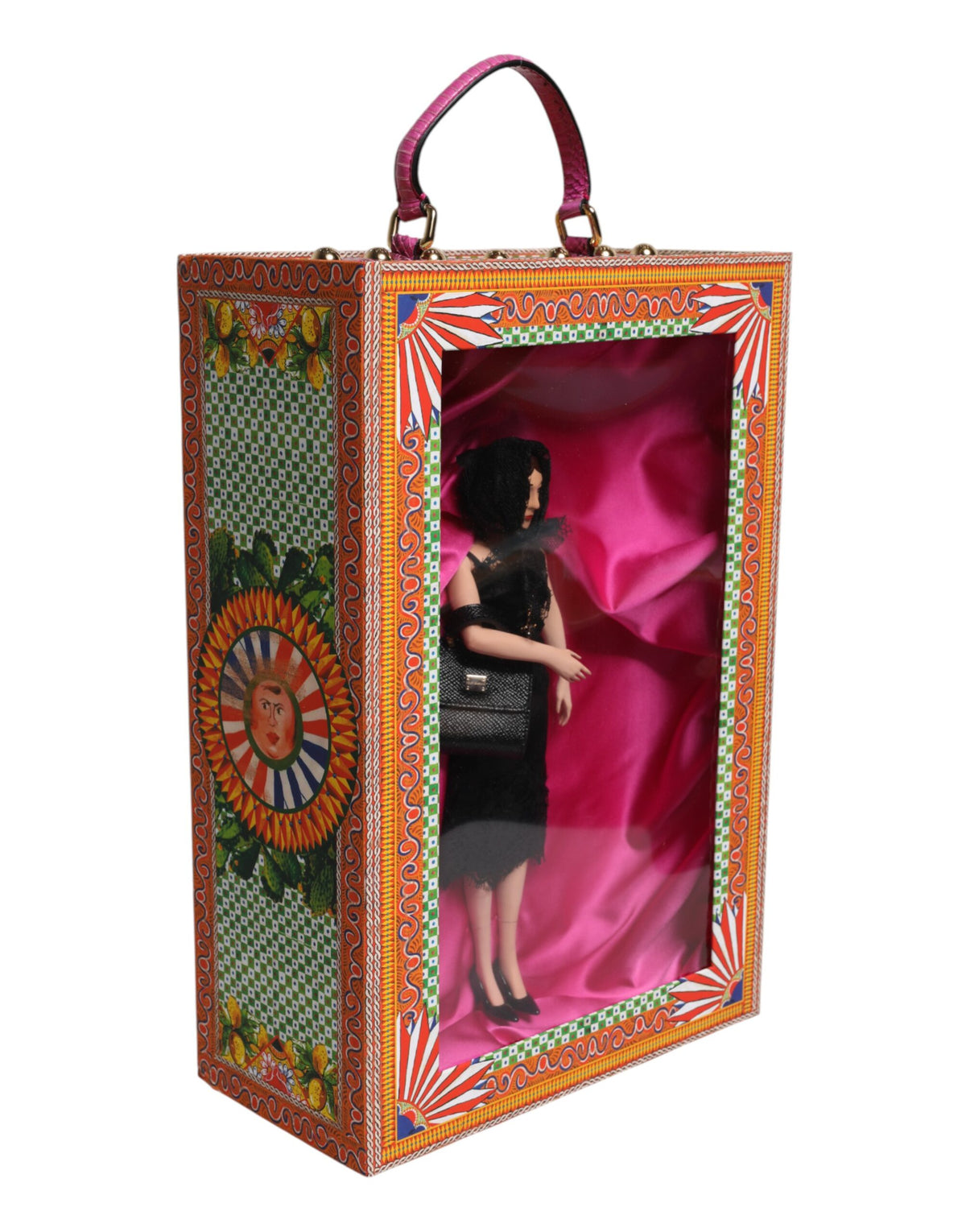 Dolce &amp; Gabbana Schwarzes Kleid Keramik Porzellan Mode Leder Sicily Dolls