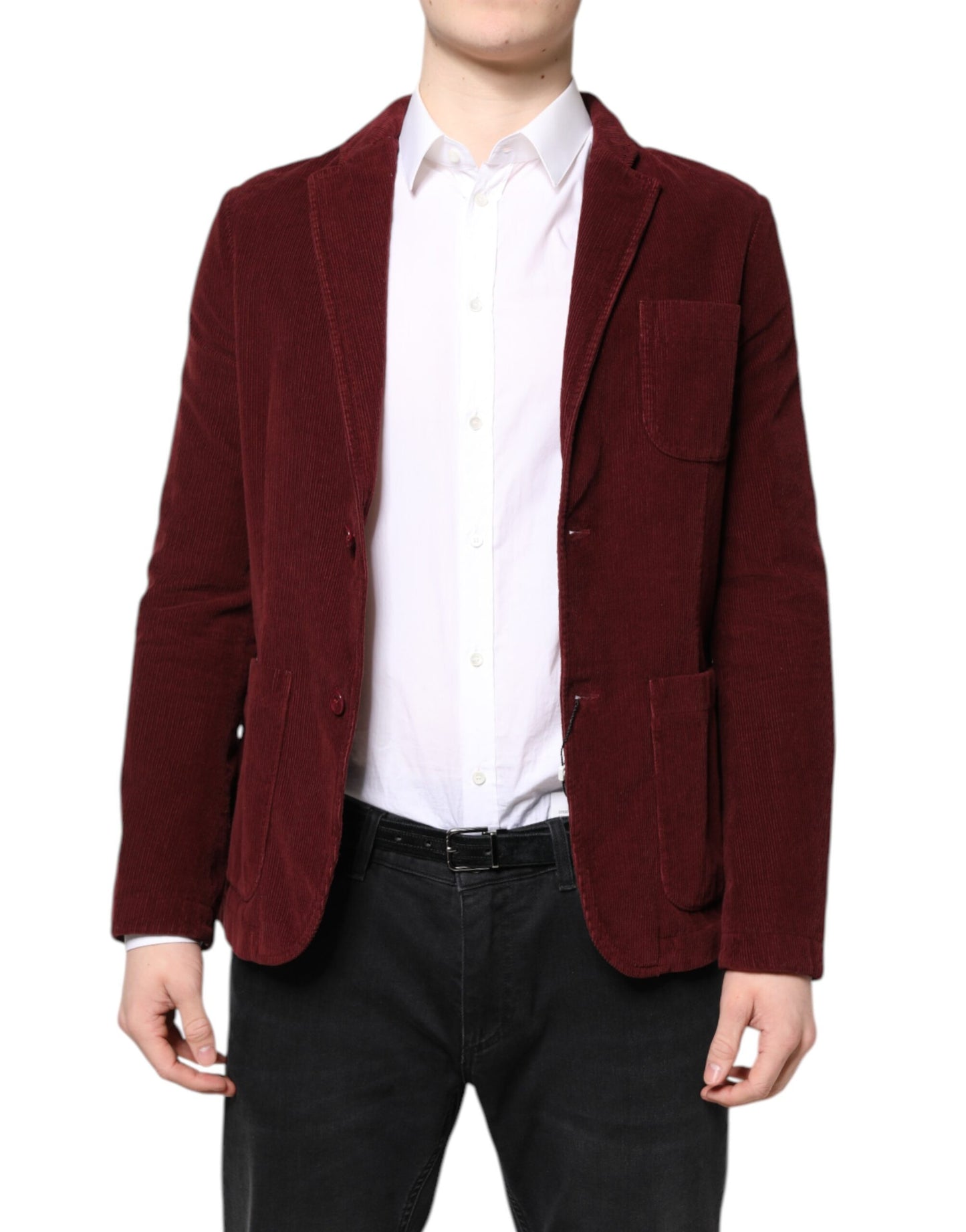 GF Ferre Kastanienbrauner Cord Regular Fit Herren Mantel Blazer Jacke