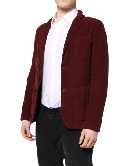 GF Ferre Kastanienbrauner Cord Regular Fit Herren Mantel Blazer Jacke