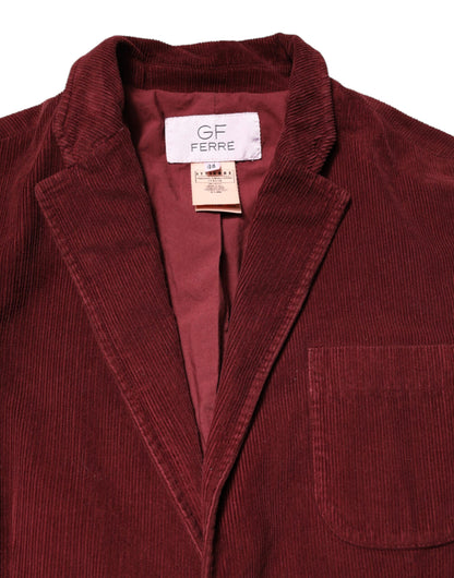 GF Ferre Kastanienbrauner Cord Regular Fit Herren Mantel Blazer Jacke
