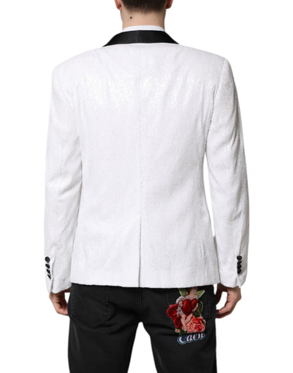 Dolce &amp; Gabbana – Einreihiger Blazer aus weißem Nylon