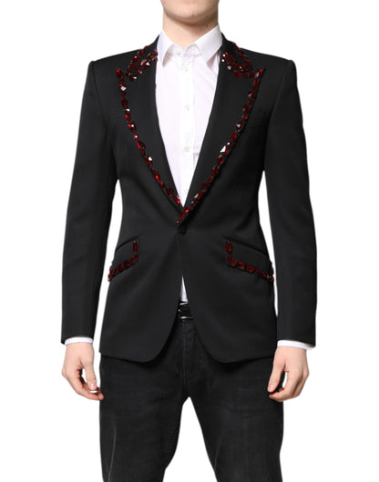 Dolce &amp; Gabbana Schwarzer SICILIA Blazer mit Kristallverzierung