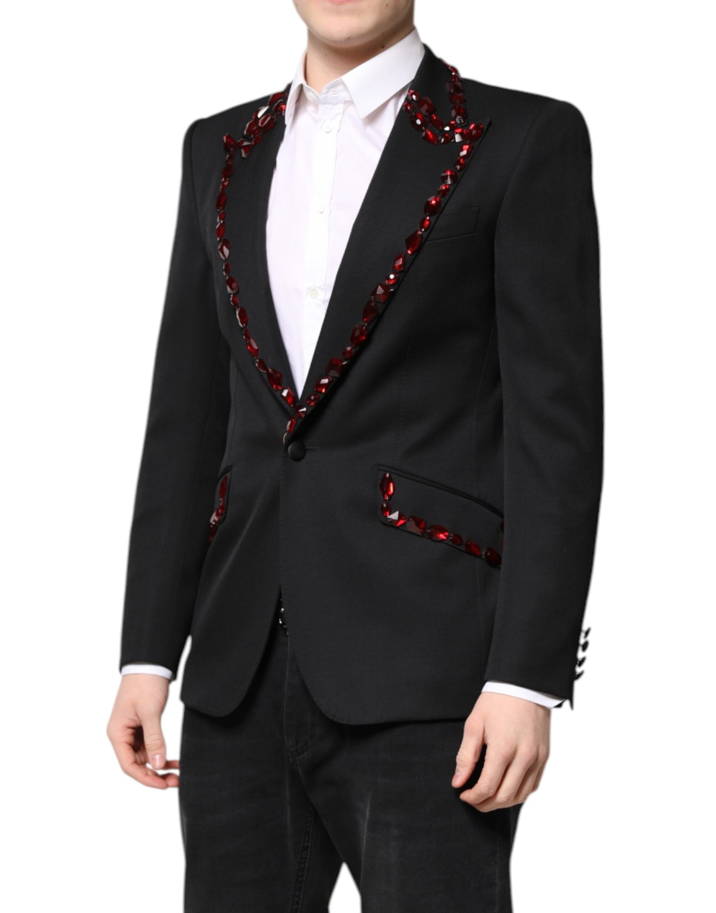 Dolce &amp; Gabbana Schwarzer SICILIA Blazer mit Kristallverzierung