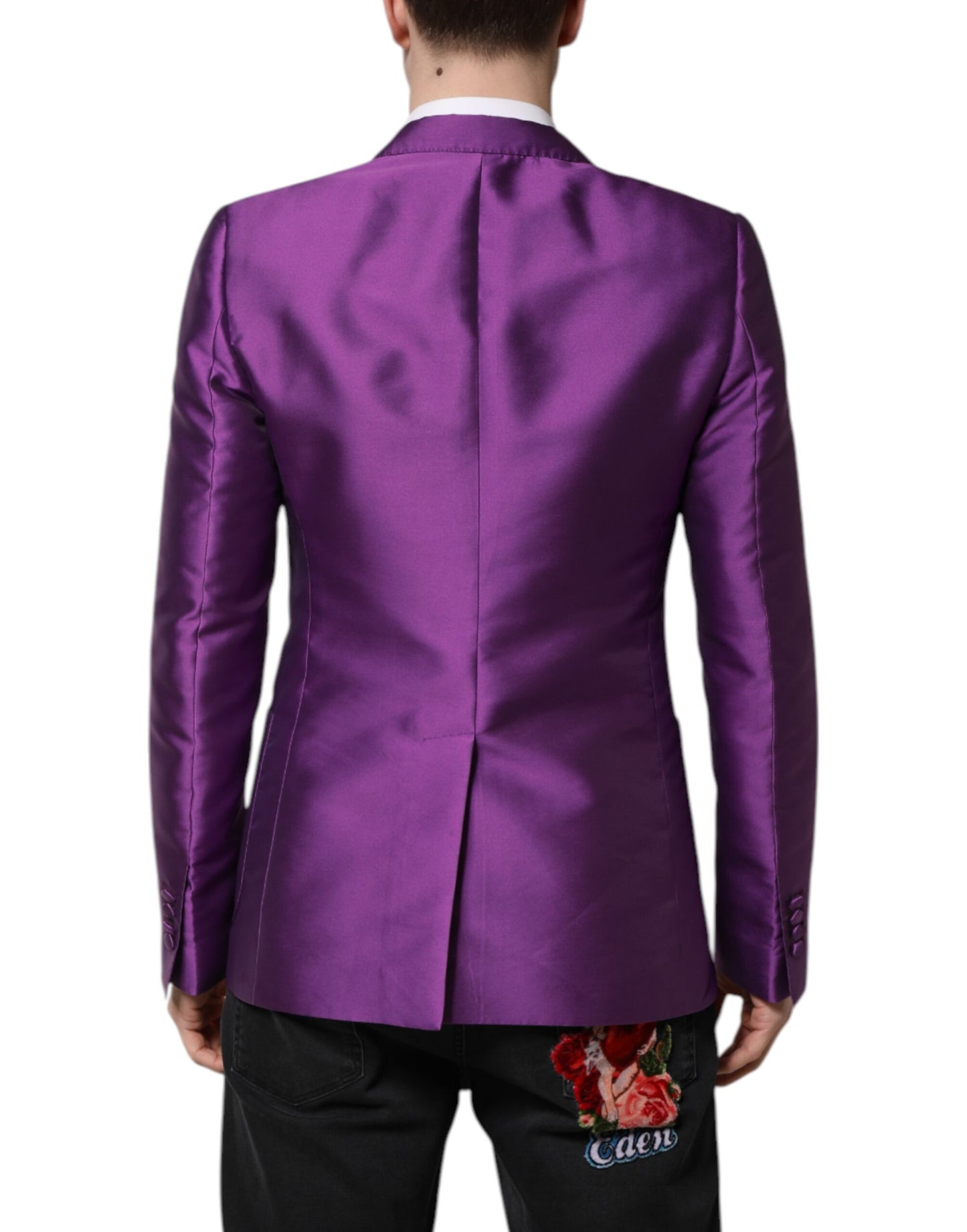 Dolce &amp; Gabbana Lila Zweireihiger Herren Anzug Mantel Blazer