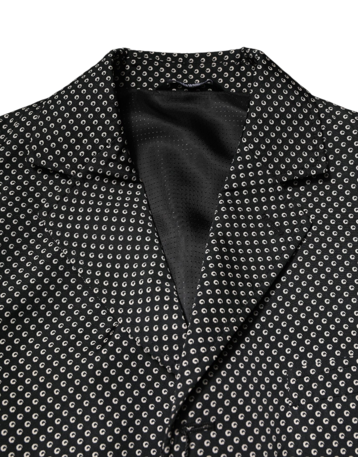 Dolce &amp; Gabbana Schwarz Weiß Gemusterter Herren Anzug Mantel Blazer