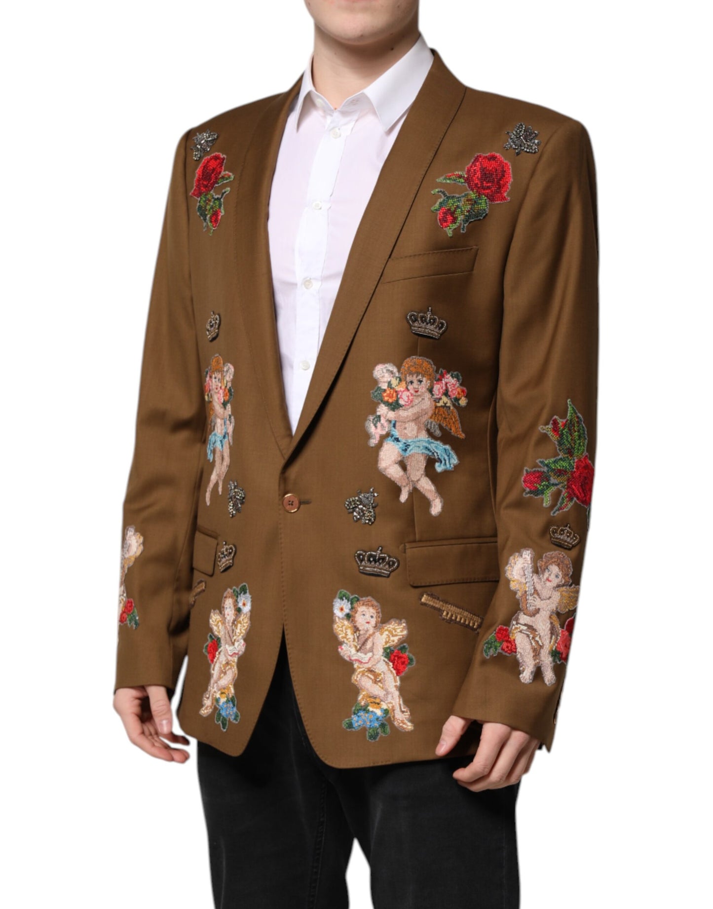 Dolce &amp; Gabbana Brauner MARTINI Einreihiger Mantelblazer
