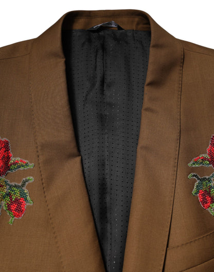 Dolce &amp; Gabbana Brauner MARTINI Einreihiger Mantelblazer