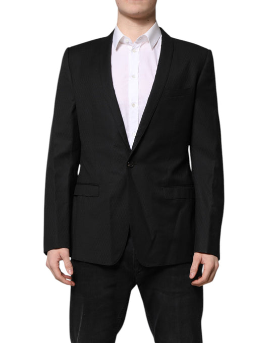 Dolce &amp; Gabbana Schwarz GOLD Einreihiger Anzugmantel Blazer