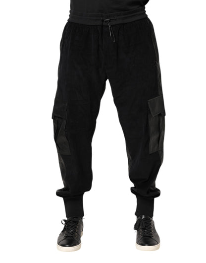 Dolce &amp; Gabbana – Schwarze Cargo-Jogginghose aus Baumwolle