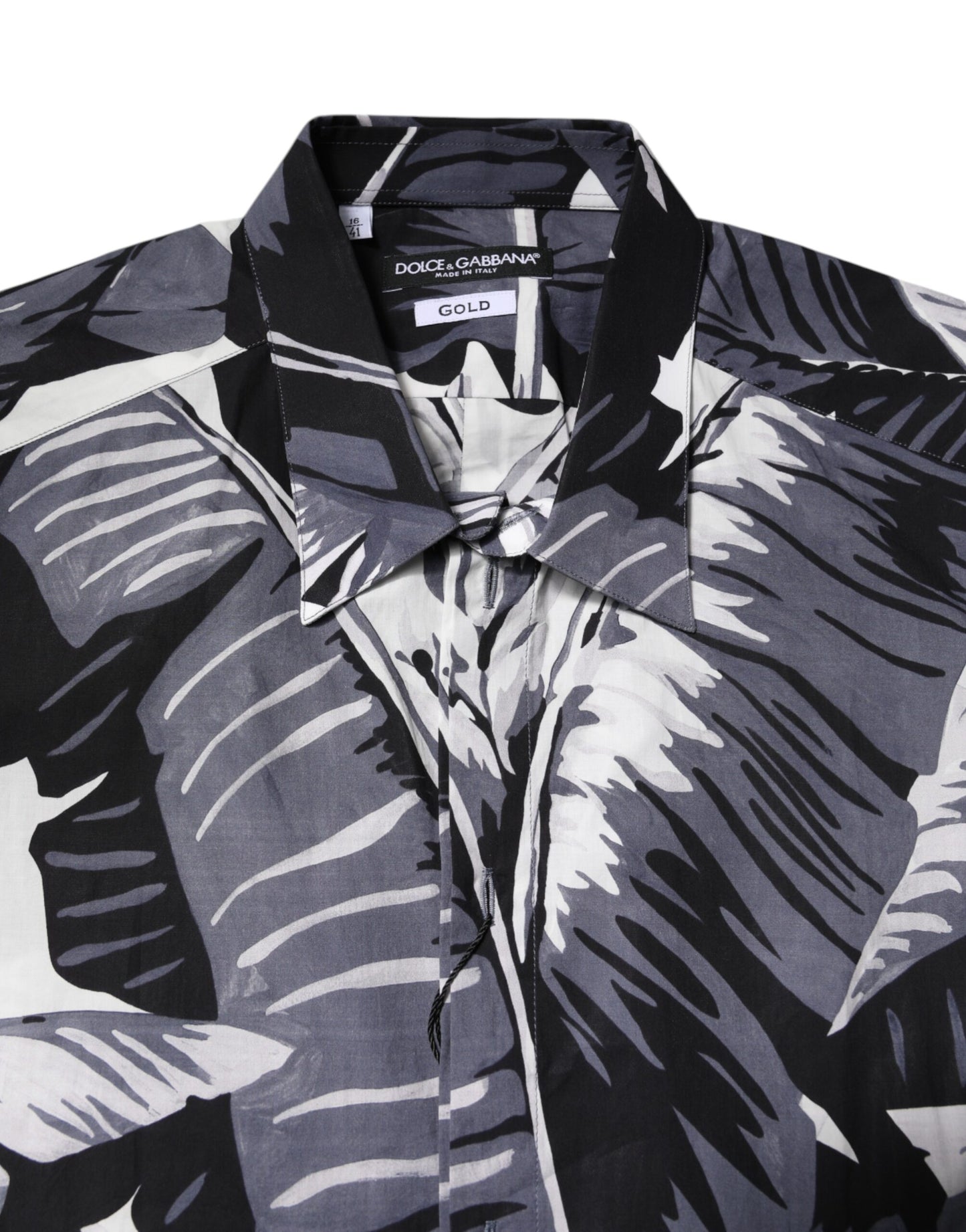 Dolce &amp; Gabbana Mehrfarbiges GOLD-Baumwollhemd mit Bananenblatt-Print