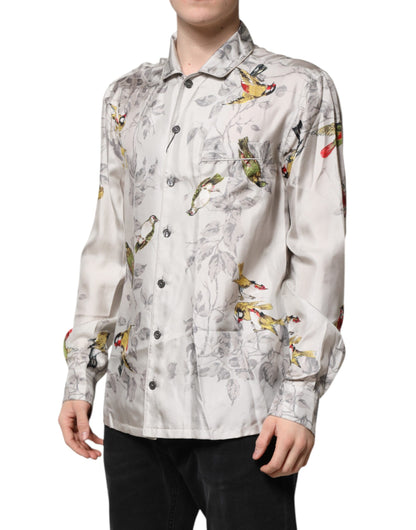 Dolce &amp; Gabbana – Mehrfarbiges Button-Down-Hemd aus Seide mit Print