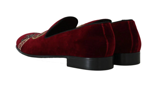 Dolce &amp; Gabbana Bordeaux Samt-Loafer Gun Hufeisenschuhe