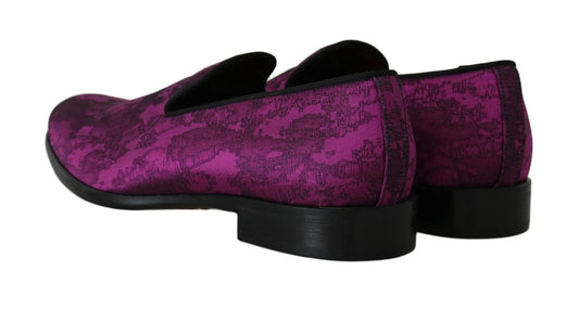 Dolce &amp; Gabbana – Lilafarbene Loafer aus Jacquard, formelle Schuhe