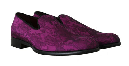 Dolce &amp; Gabbana – Lilafarbene Loafer aus Jacquard, formelle Schuhe