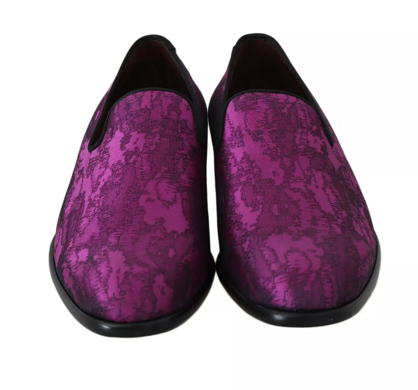 Dolce &amp; Gabbana – Lilafarbene Loafer aus Jacquard, formelle Schuhe