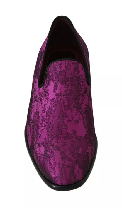 Dolce &amp; Gabbana – Lilafarbene Loafer aus Jacquard, formelle Schuhe