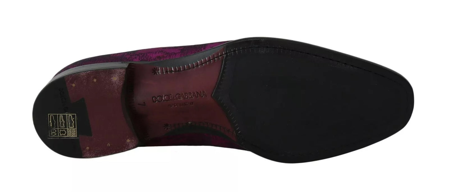 Dolce &amp; Gabbana – Lilafarbene Loafer aus Jacquard, formelle Schuhe