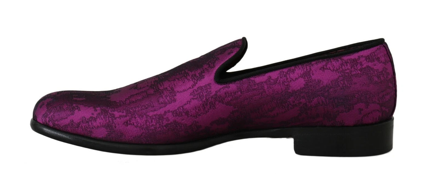 Dolce &amp; Gabbana – Lilafarbene Loafer aus Jacquard, formelle Schuhe