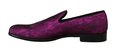 Dolce &amp; Gabbana – Lilafarbene Loafer aus Jacquard, formelle Schuhe