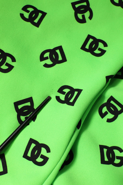 Dolce &amp; Gabbana – Grüner Kapuzenpullover aus Polyester mit DG-Logo-Print