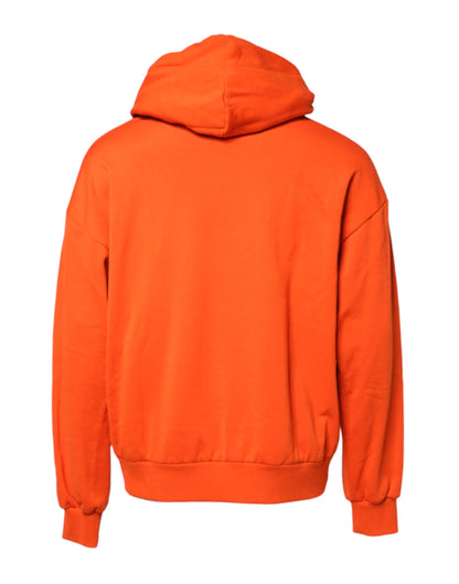 Dolce & Gabbana Orange Cotton Hooded Men Sweatshirt Sweater