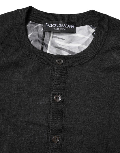 Dolce & Gabbana Black Printed Knitted Men Pullover Sweater