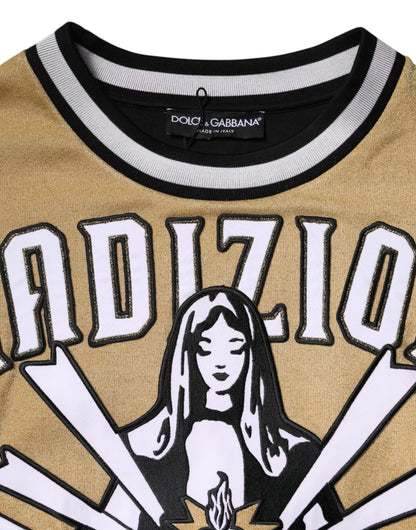 Dolce & Gabbana Multicolor Cotton Crew Neck Pullover Sweater