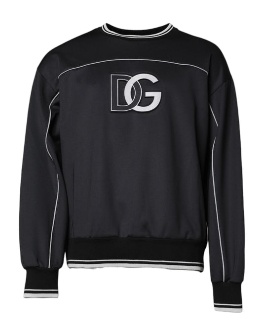 Dolce & Gabbana Schwarzer Pullover mit Rundhalsausschnitt aus Polyester mit Logo für Herren