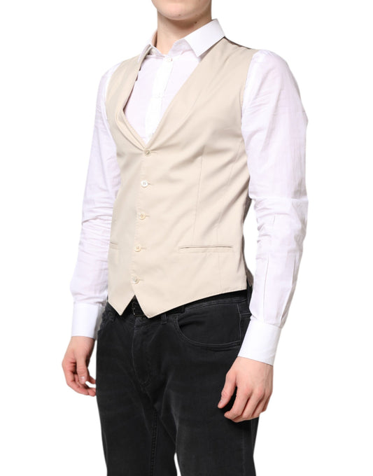 Dolce &amp; Gabbana Beige Grau Kleid Männer Formale Weste Weste