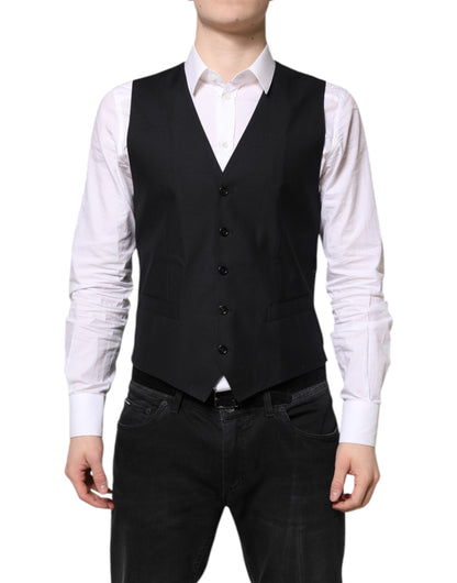 Dolce &amp; Gabbana Schwarze Wollweste, formelle Weste