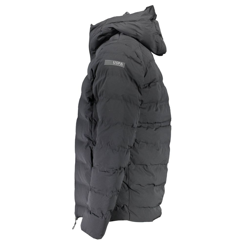 US POLO ASSN. Schwarze Polyamid-Herrenjacke