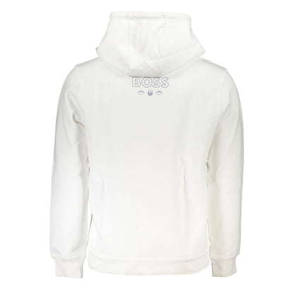 Hugo Boss White Cotton Men Sweater with Hood