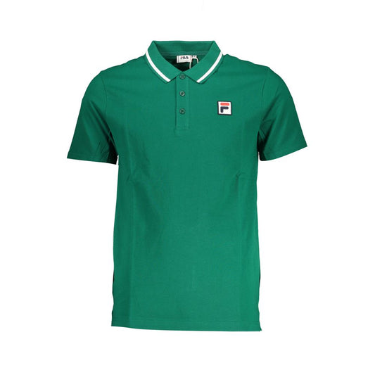 Fila – Klassisches grünes Baumwoll-Poloshirt mit Kontrastdetails