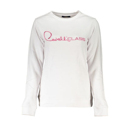 Cavalli Class Weißer Baumwollpullover für Damen