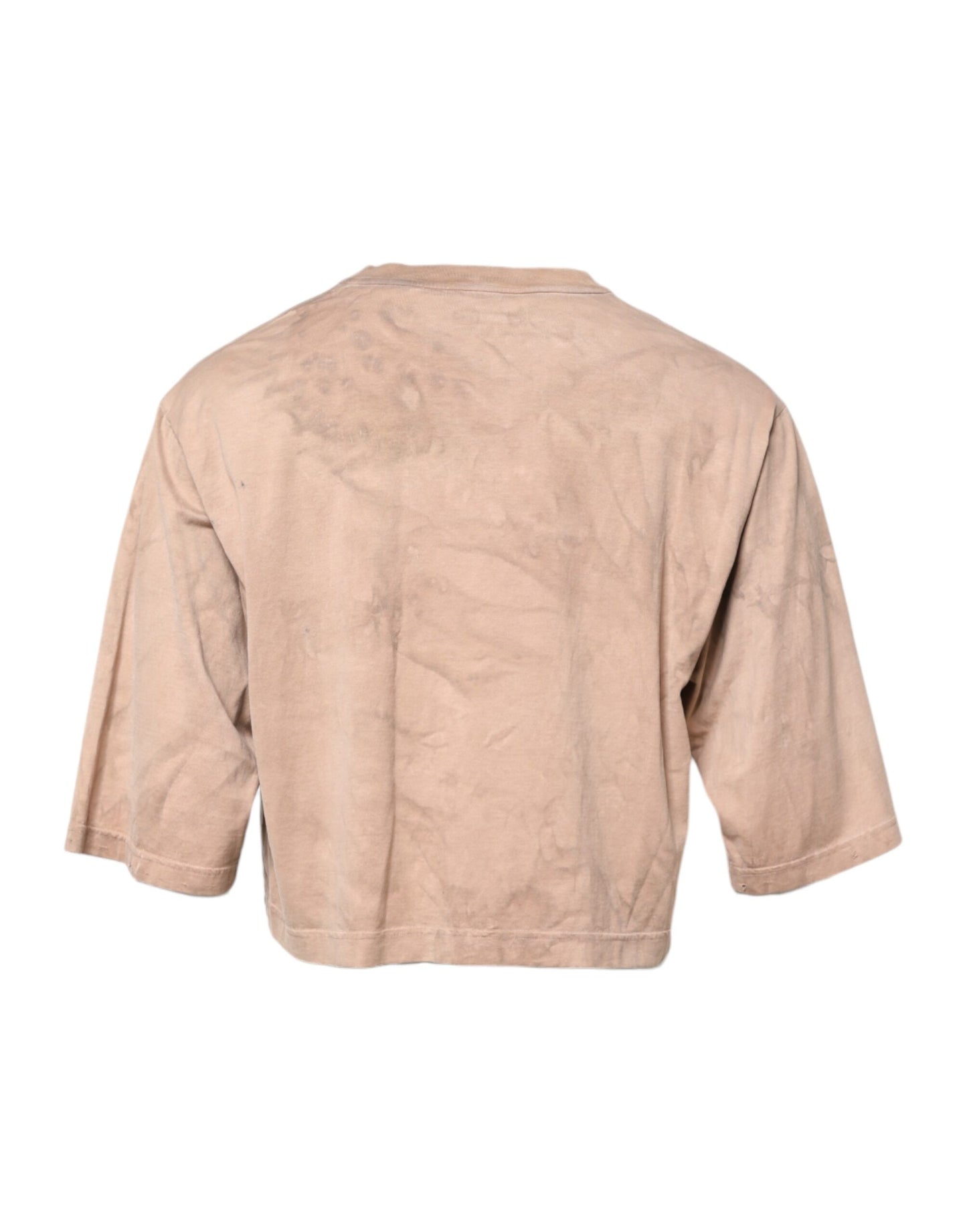 Dolce &amp; Gabbana – Kurzes T-Shirt mit Batik-Logoprint in Beige