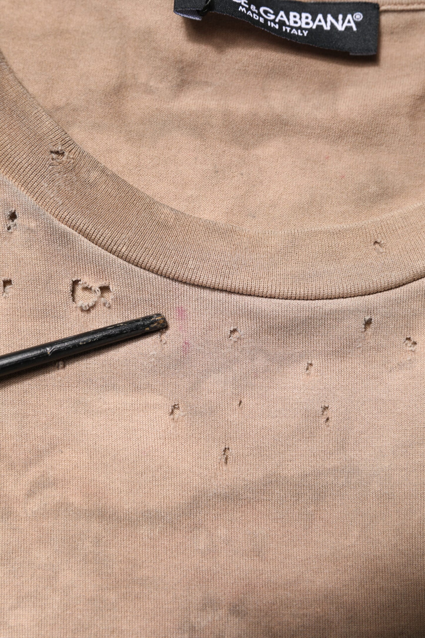 Dolce &amp; Gabbana – Kurzes T-Shirt mit Batik-Logoprint in Beige