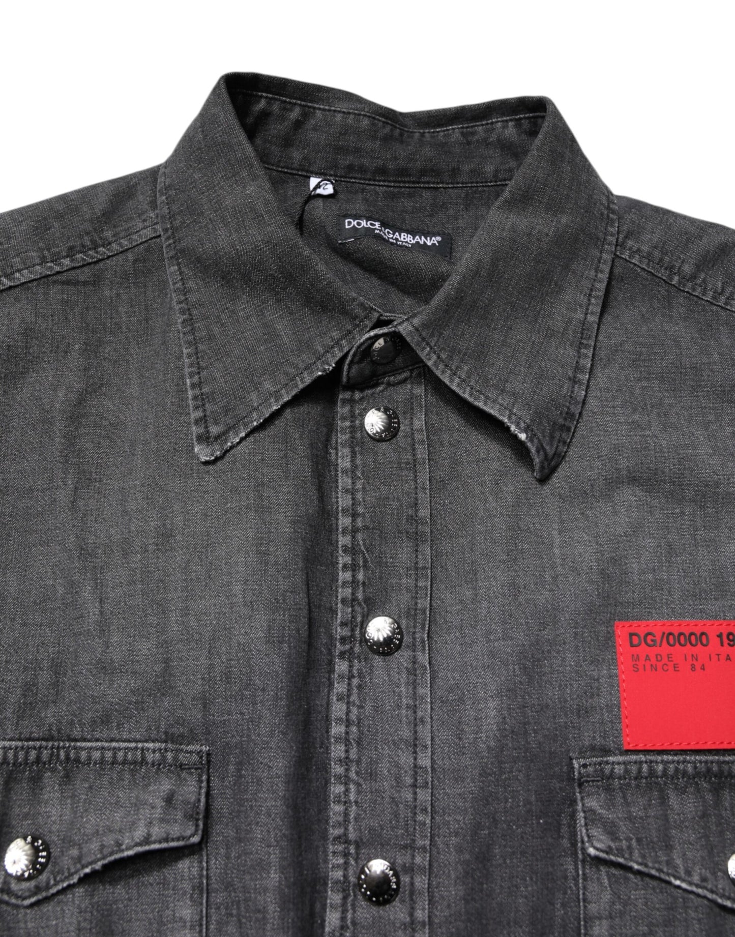 Dolce & Gabbana Gray Long Sleeves Button Down Denim Shirt