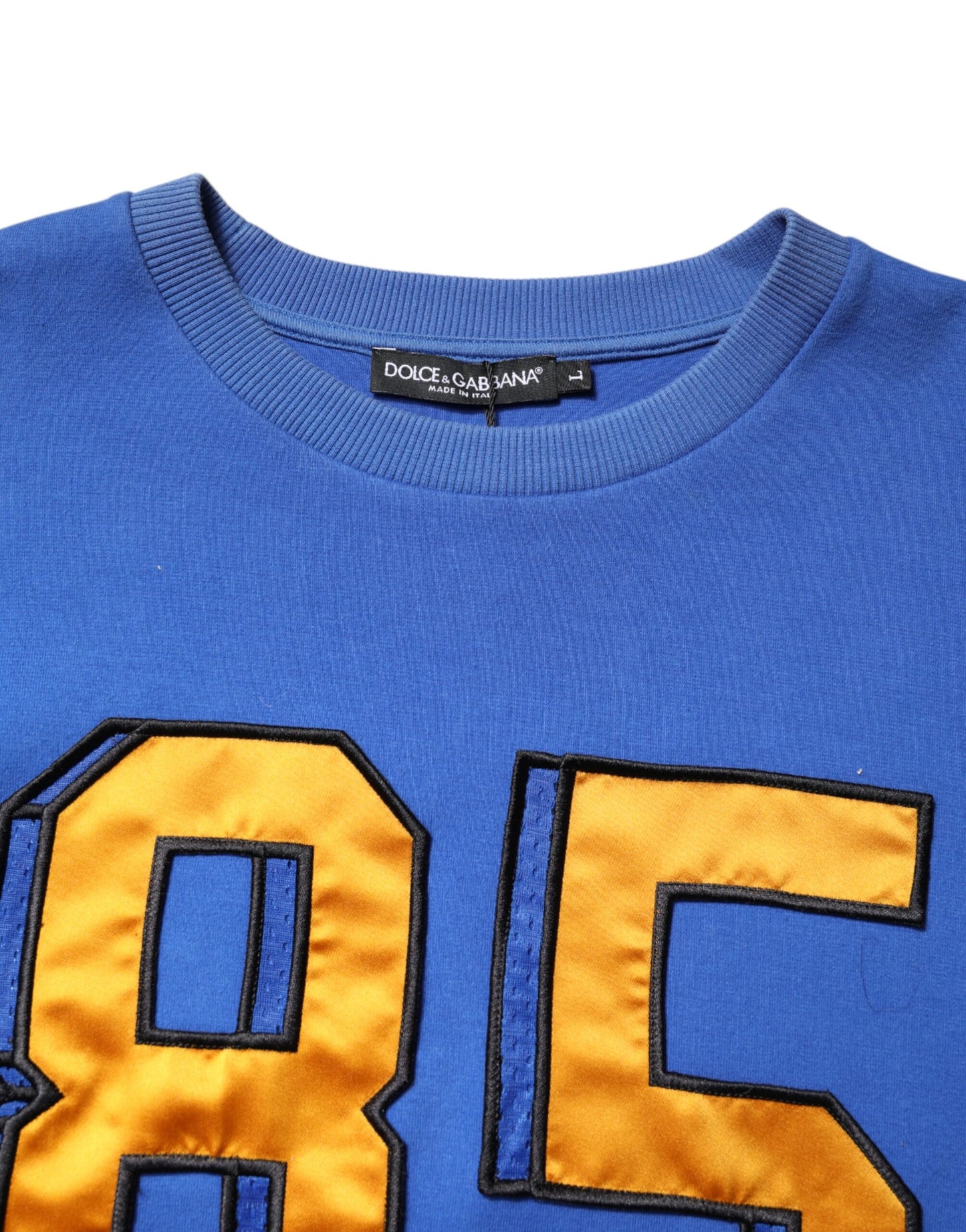 Dolce &amp; Gabbana – Blaues, bedrucktes, kurzes T-Shirt aus Baumwolle mit Rundhalsausschnitt