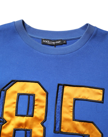 Dolce &amp; Gabbana – Blaues, bedrucktes, kurzes T-Shirt aus Baumwolle mit Rundhalsausschnitt