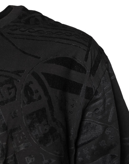 Dolce & Gabbana Black Cotton Bandana Logo Crew Neck T-shirt