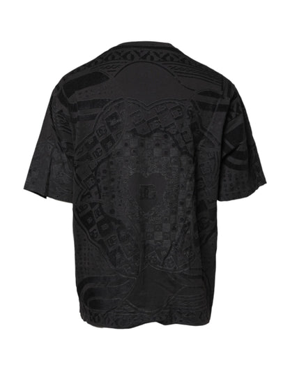 Dolce & Gabbana Black Cotton Bandana Logo Crew Neck T-shirt