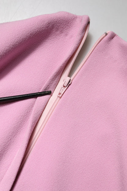 Dolce &amp; Gabbana – Rosafarbenes Etui-Minikleid aus Polyester mit langen Ärmeln