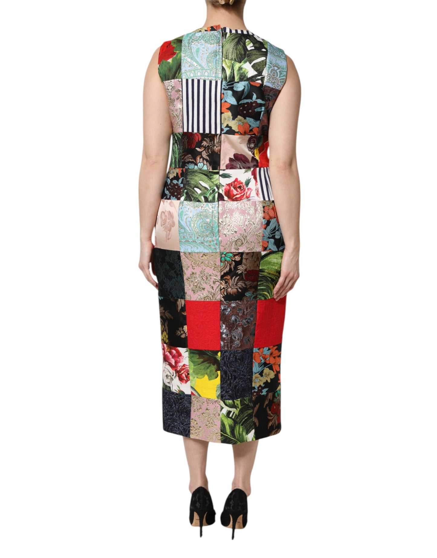Dolce & Gabbana Multicolor Patchwork Sleeveless Sheath Dress