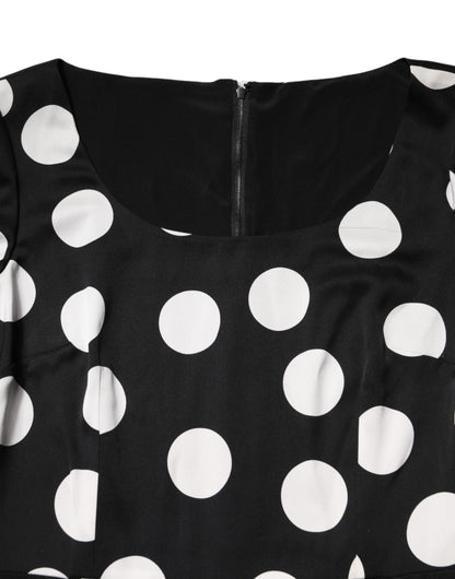 Dolce & Gabbana Black White Polka Dot Sheath Midi Dress