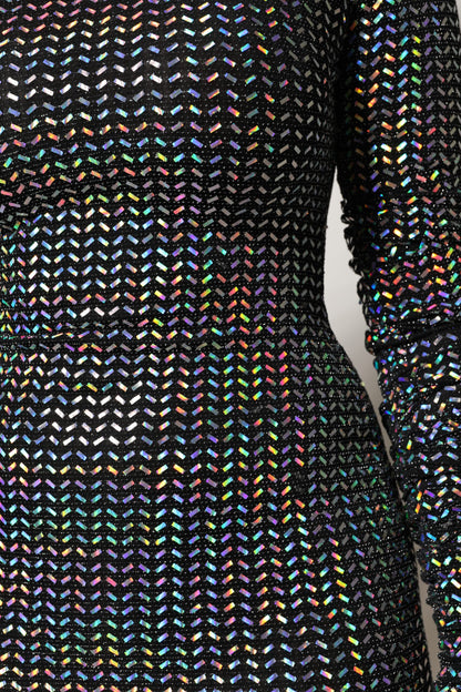 Dolce &amp; Gabbana – Schwarzes, verziertes, figurbetontes Minikleid aus Nylon