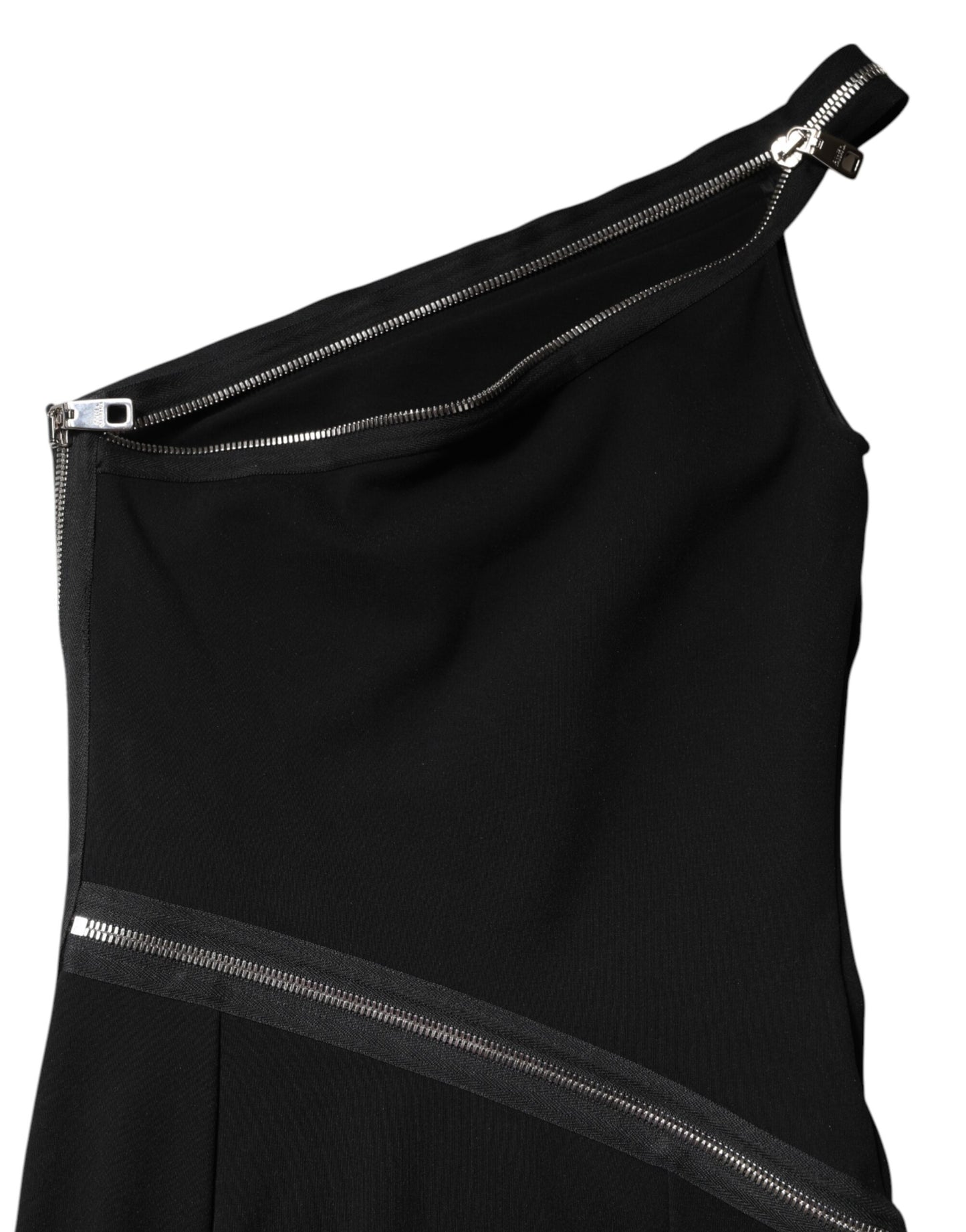 Dolce &amp; Gabbana – Schwarzes Etuikleid aus Viskose mit One-Shoulder-Träger und Reißverschluss